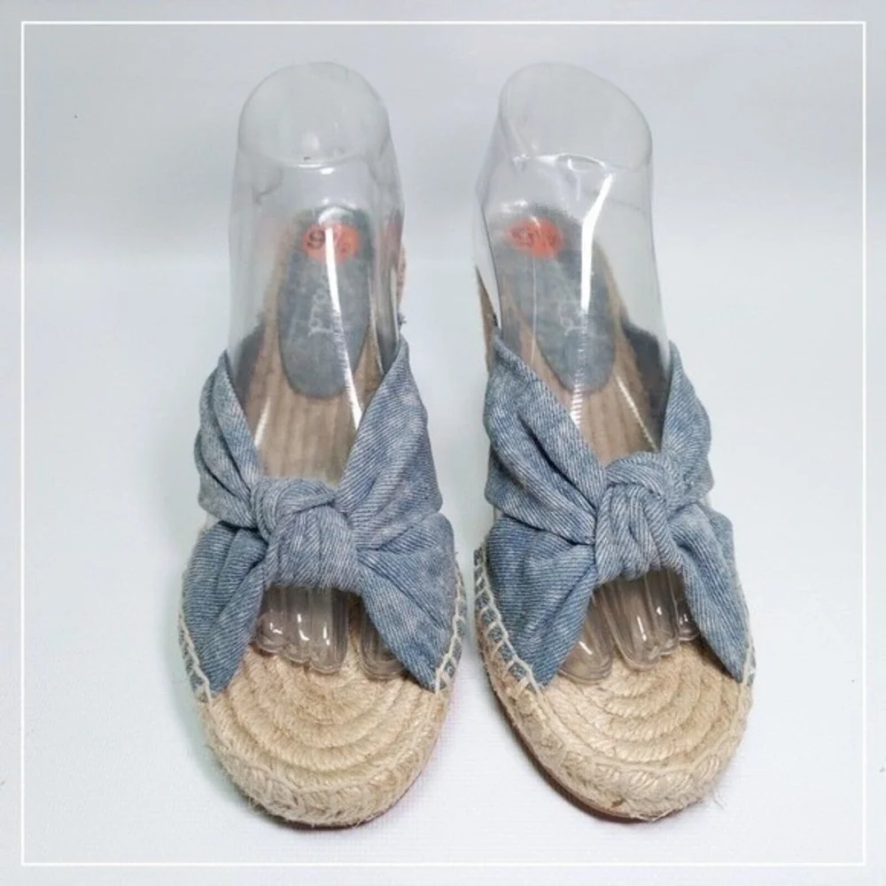 Splendid Sandals 9.5 Blue Coastal Platform Resort Vacation Slingback Espadrilles